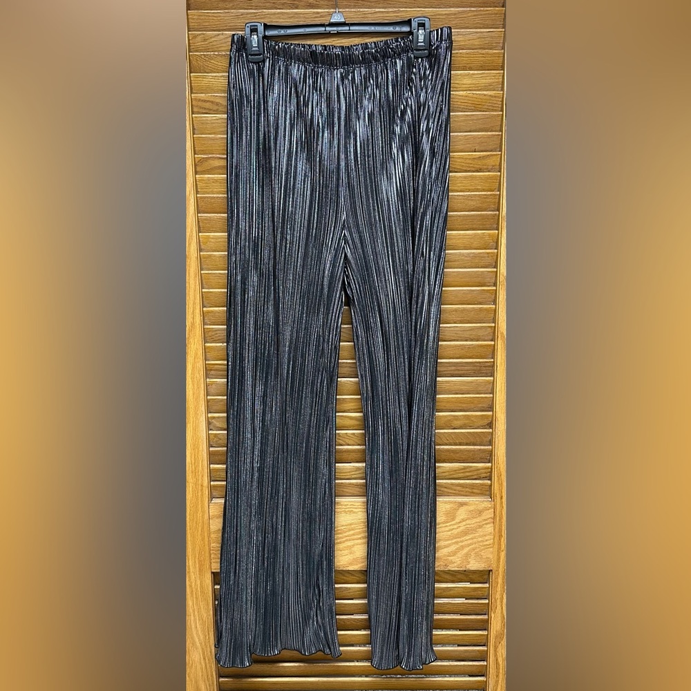 Lush Black and Silver Pleated Pants